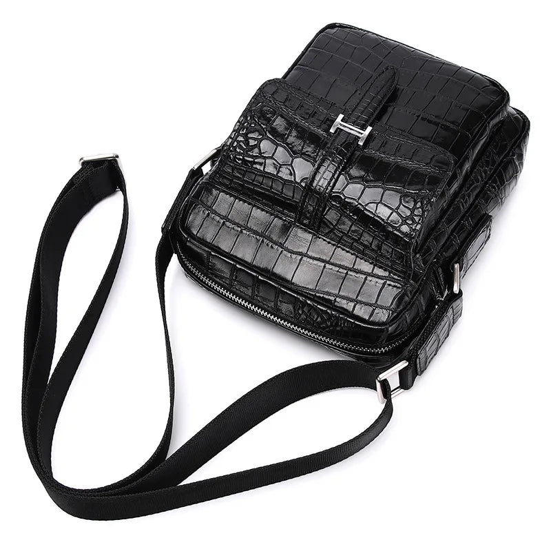 Sac Bandoulière Cuir Alligator Homme Messenger – CLEVI Paris