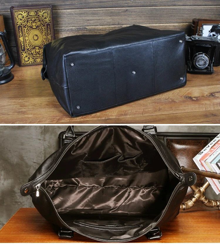 Sac Voyage Duffle Cuir Vache Véritable Unisexe Grande Capacité 50cm – CLEVI Paris