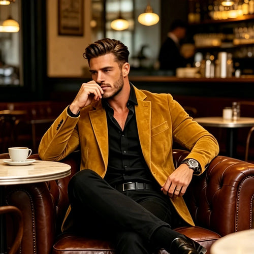 Blazer homme en velours effet suédé 2 boutons – CLEVI Paris