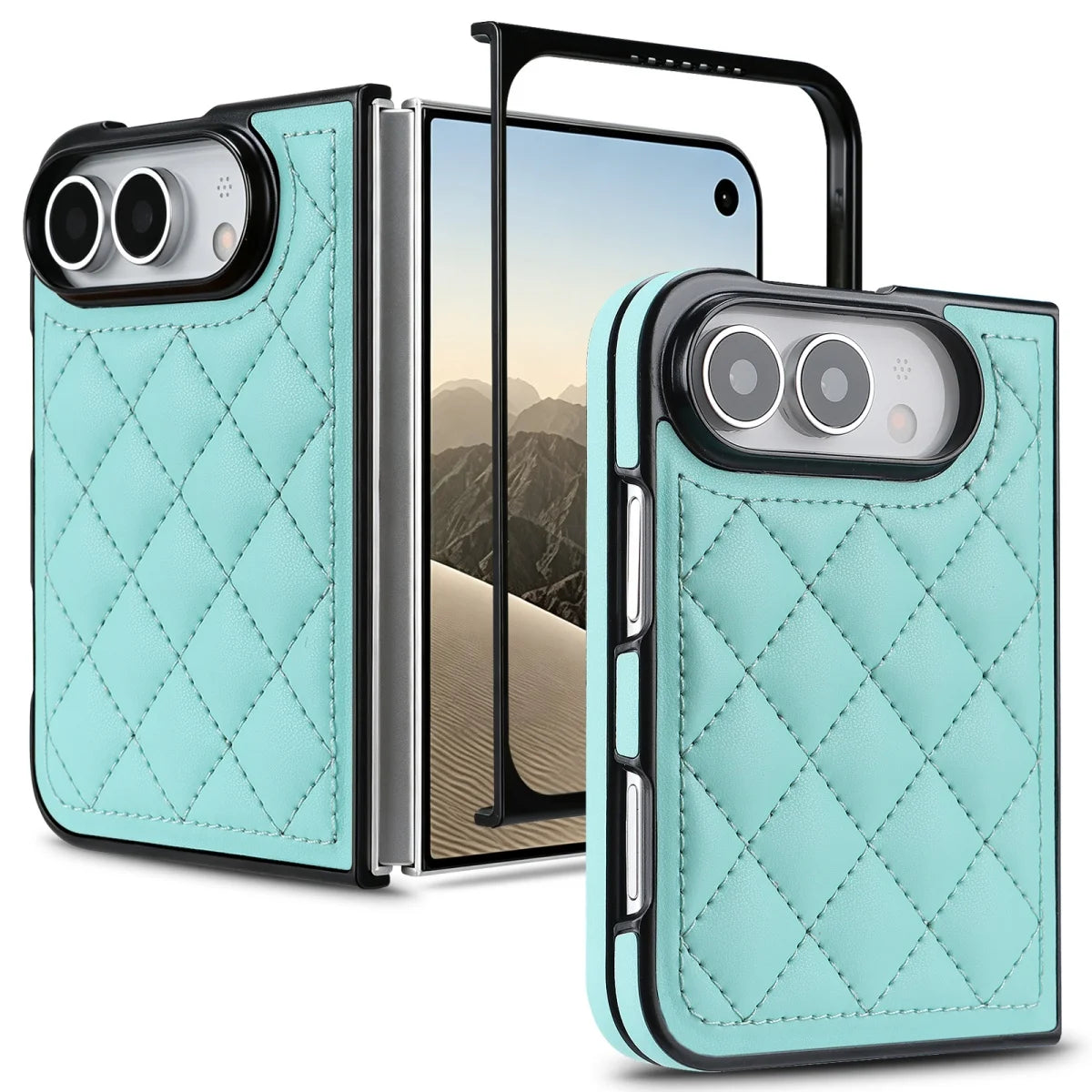 Coque iPhone Duo en simili cuir quadrillé – CLEVI Paris
