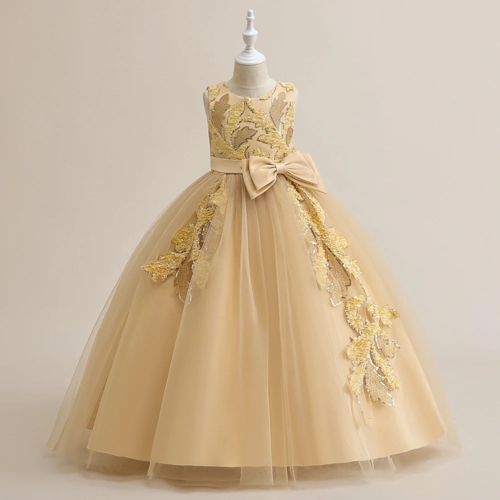 Robe longue fille à col carré – CLEVI Paris
