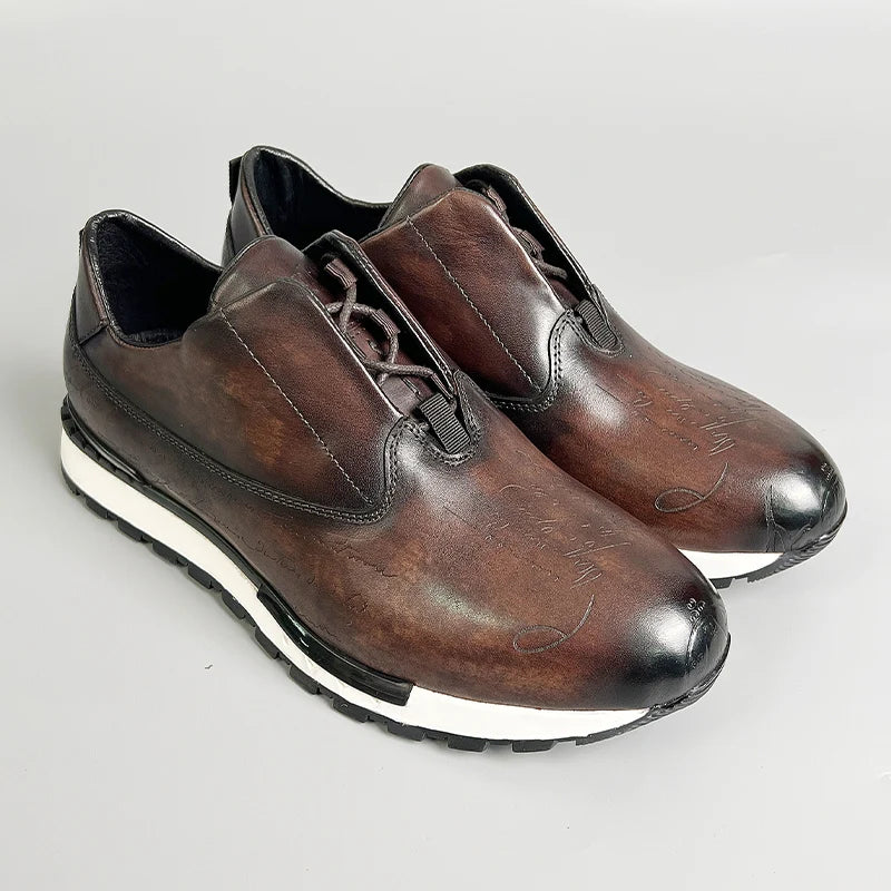 Sneakers en cuir à motif lettres pour homme – CLEVI Paris