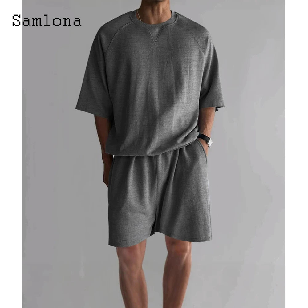 Ensemble homme t-shirt col rond et short uni – CLEVI Paris