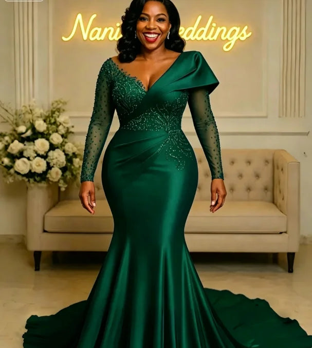 Robe de soirée sirène perles et cristaux – CLEVI Paris