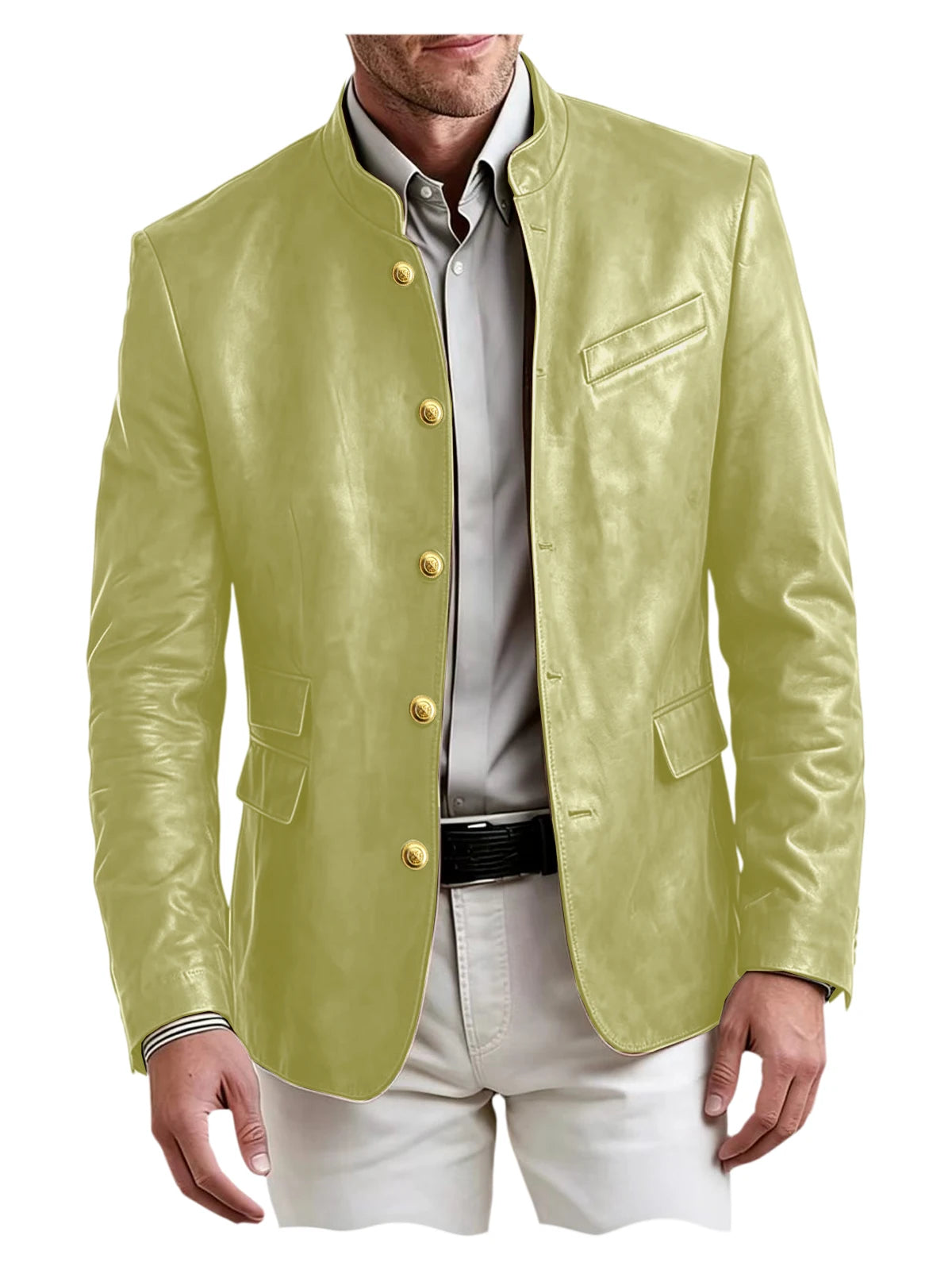 Blazer homme en similicuir, col montant – CLEVI Paris