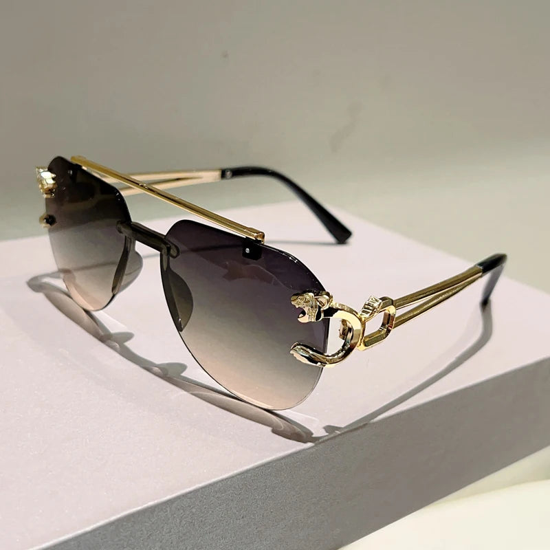 Lunettes de Soleil Aviateur Sans Monture Biseautées Dégradé UV400 Femme – CLEVI Paris