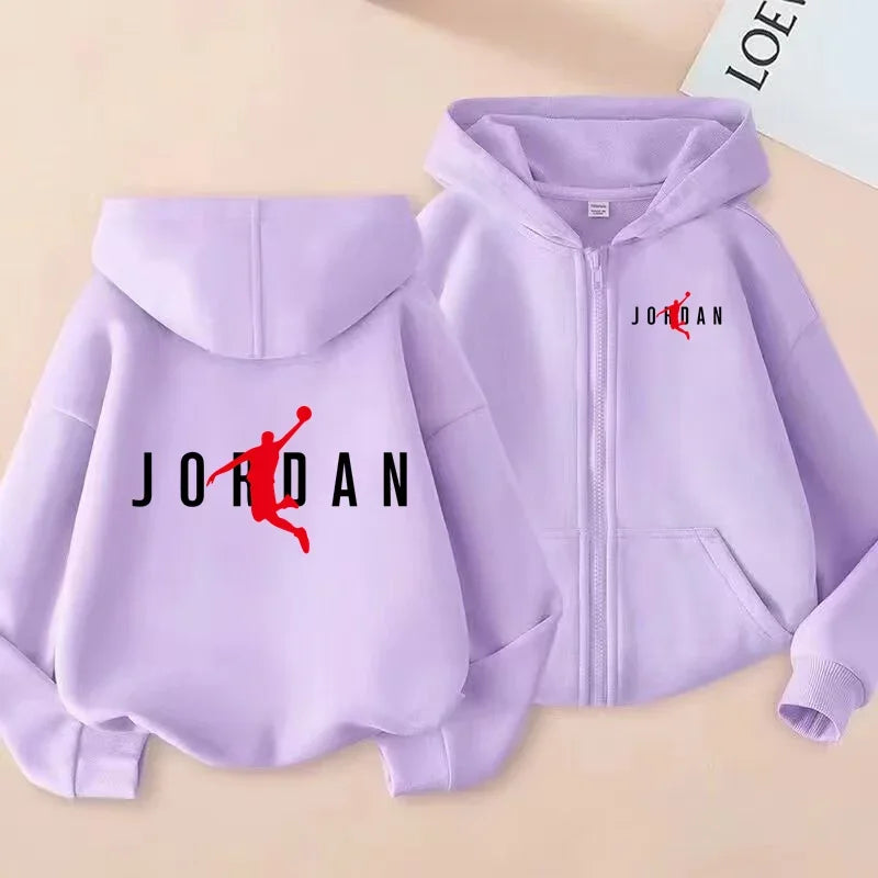 Sweat enfant à capuche zippé imprimé – CLEVI Paris