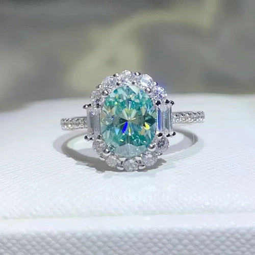 Bague Moissanite Verte Paraiba Argent 925 – CLEVI Paris