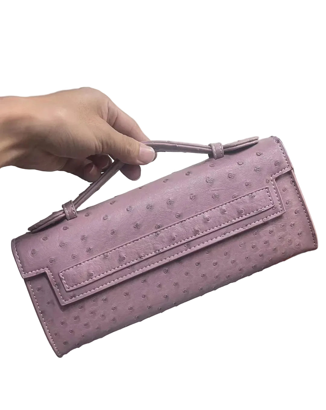 Pochette Femme Cuir PU Motif Autruche Tendance 27x12x5cm – CLEVI Paris