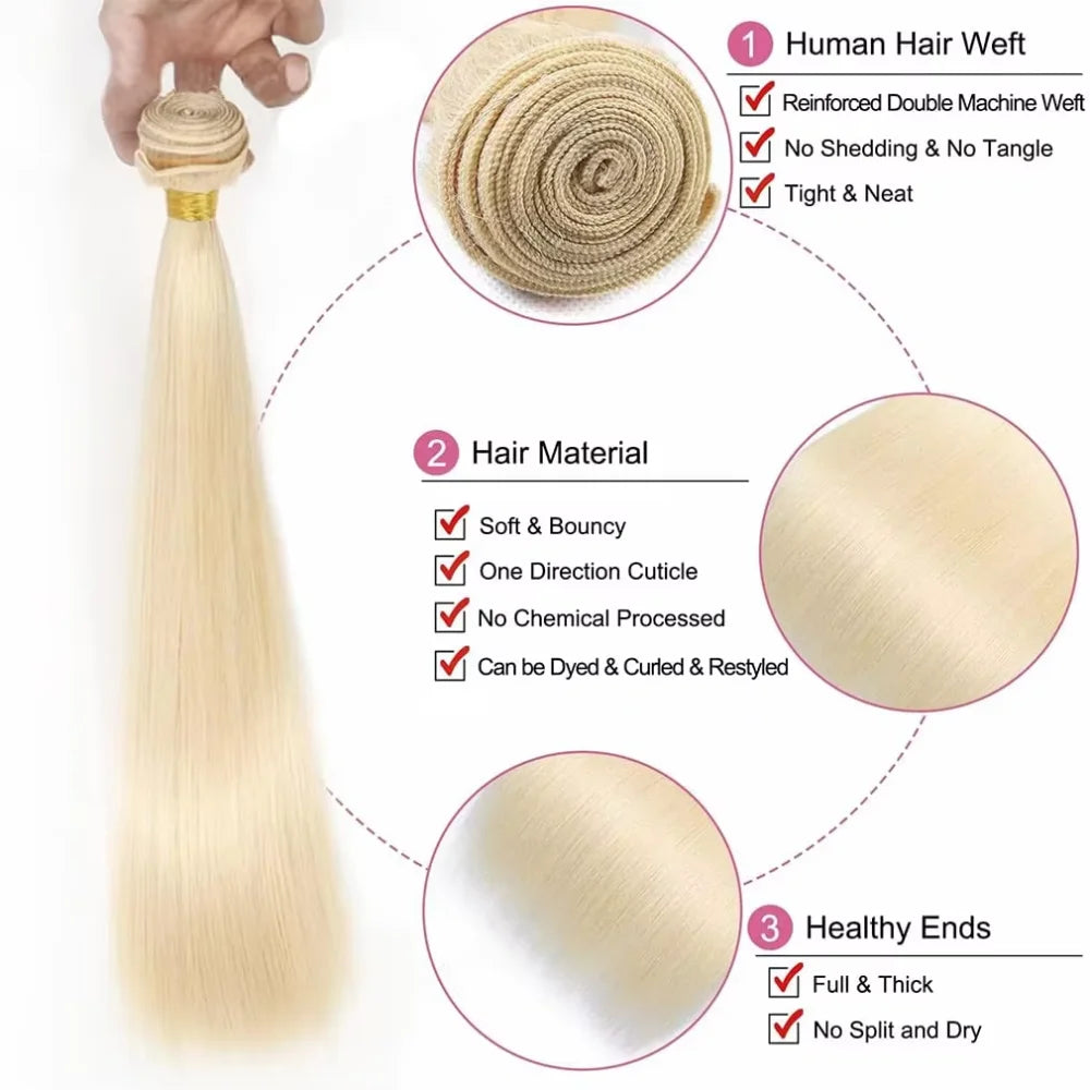 Bundles Cheveux Humains Lisses Blonde Miel 613 Très Longues TAHIKIE – CLEVI Paris