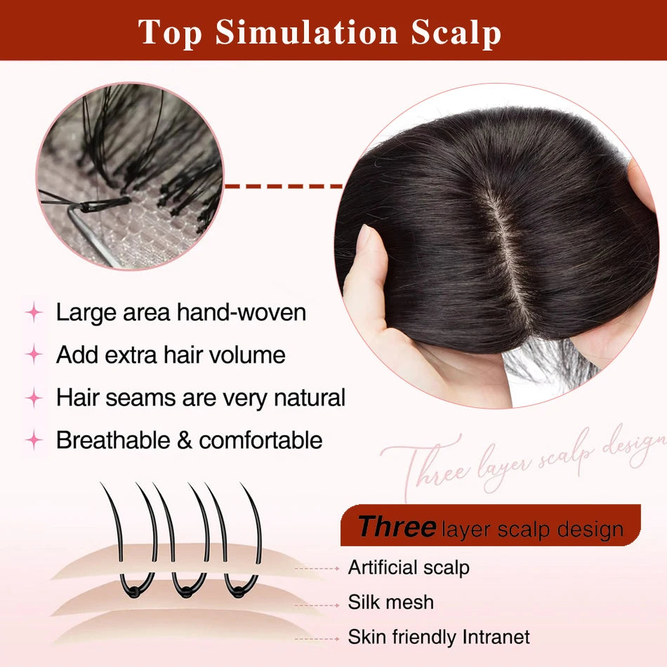 Topper Capillaire Femme Cheveux Humains Remy Base Dentelle 10x12cm Clips – CLEVI Paris