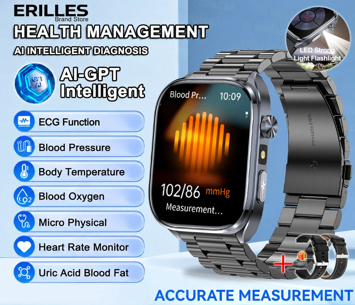Montre Erilles ET572 AMOLED 2,01″ Bluetooth – CLEVI Paris