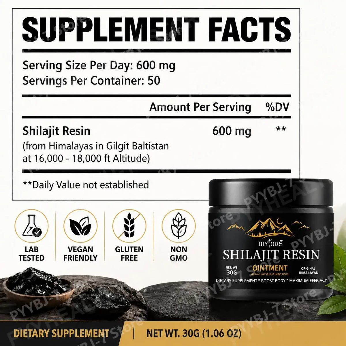 Résine de shilajit, pot de 30 g – CLEVI Paris