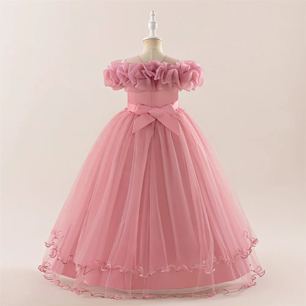 Robe fille rose foncé à paillettes – CLEVI Paris