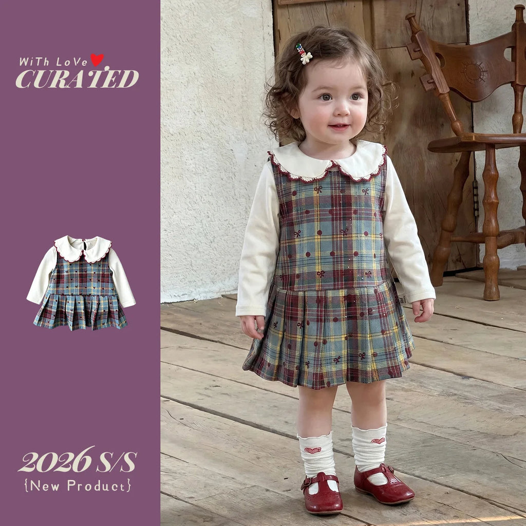 Ensemble bébé fille jupe et gilet à carreaux – CLEVI Paris