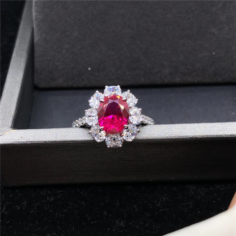 Bague Femme Rubis 2 Carats Or Blanc 14K – CLEVI Paris