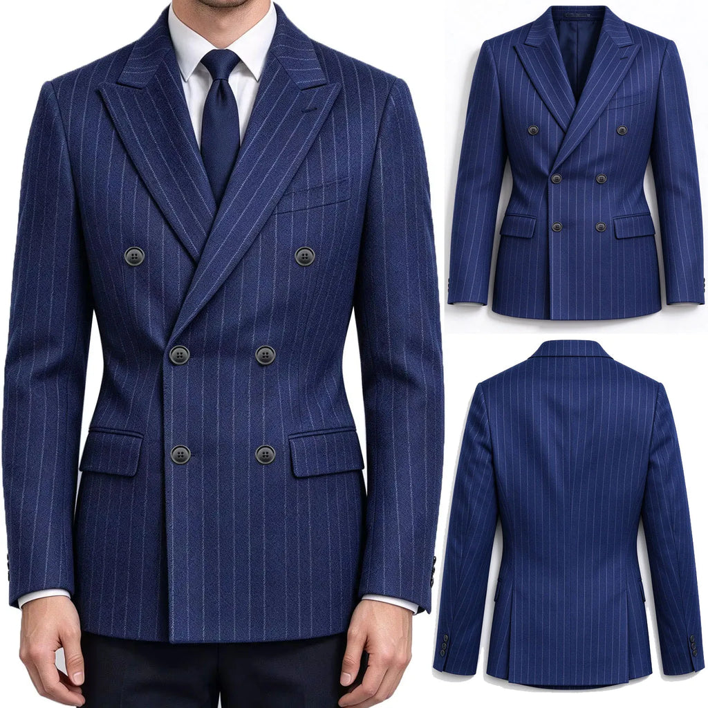 Blazer homme croisé à fines rayures – CLEVI Paris