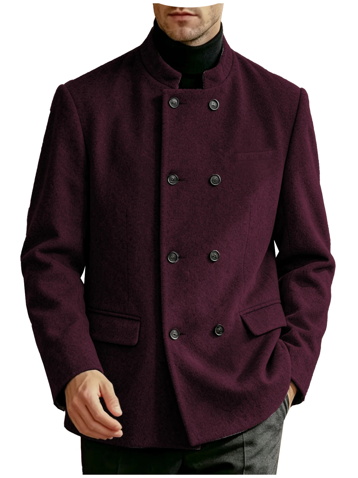 Veste homme à col montant et double boutonnage – CLEVI Paris