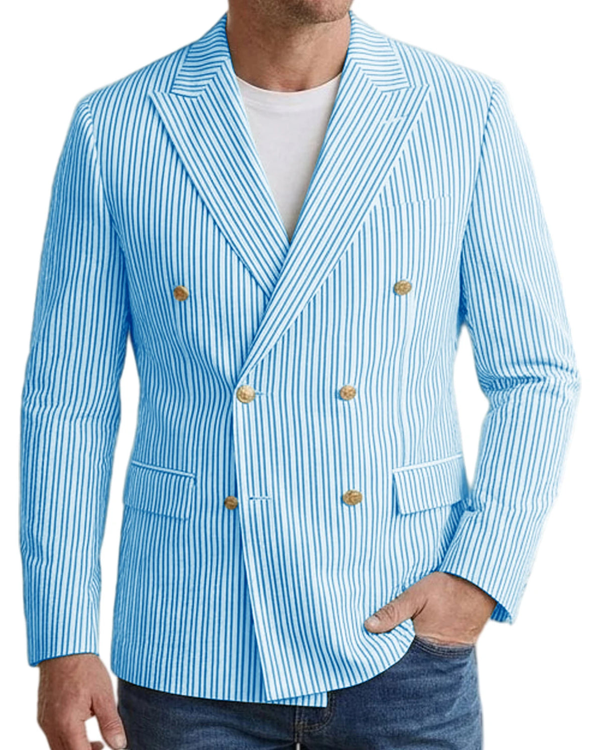 Blazer homme rayé double boutonnage – CLEVI Paris
