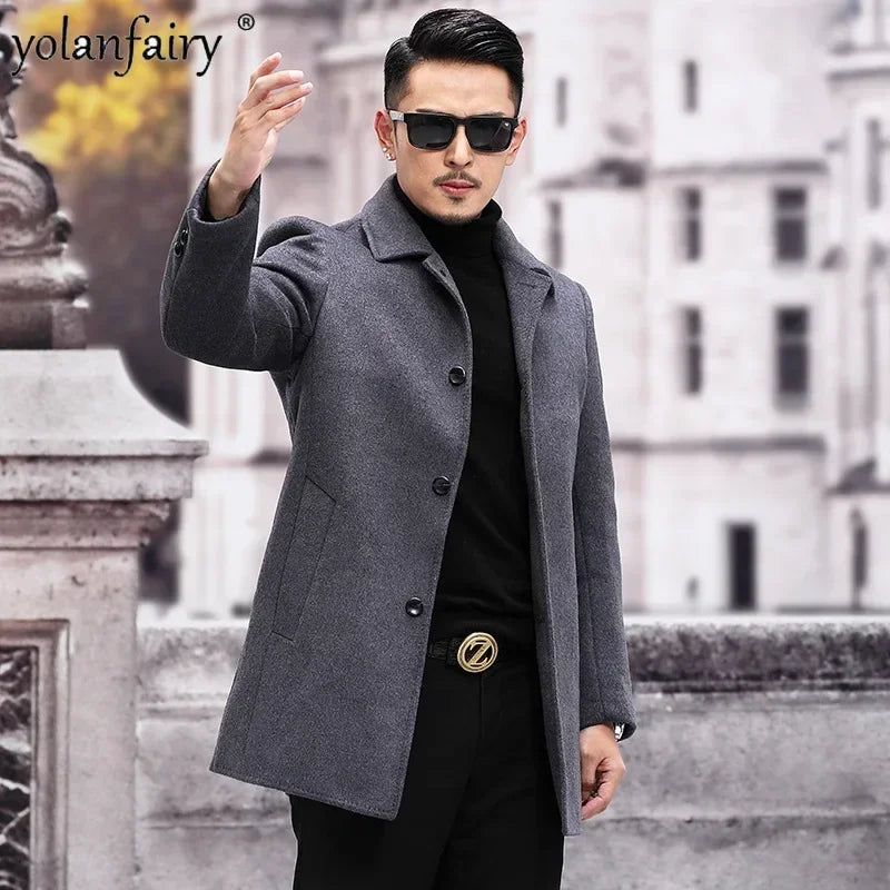 Manteau homme YOLANFAIRY en laine mélangée – CLEVI Paris