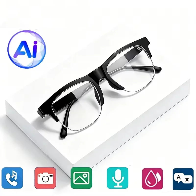 Lunettes Connectées Lenovo D12 IA Bluetooth Traduction 18 Langues Musique UV Photochromiques 37g Noir Transparent – CLEVI Paris
