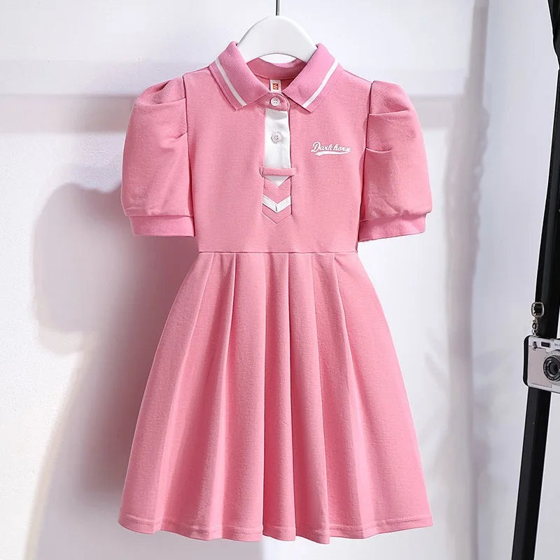 Robe fille plissée à manches bouffantes – CLEVI Paris