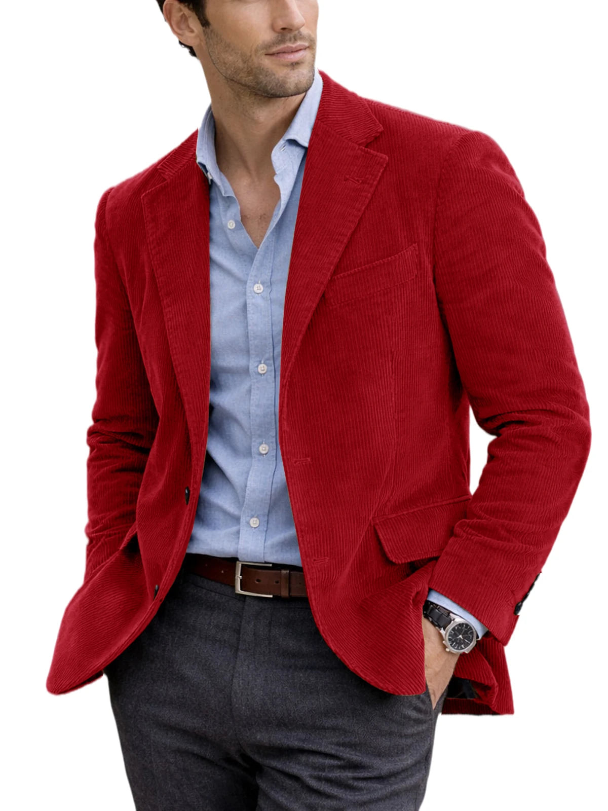 Blazer homme en velours côtelé à 2 boutons – CLEVI Paris