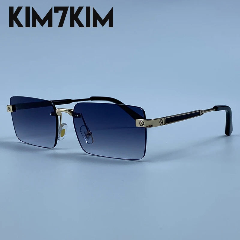 Lunettes de Soleil Rimless Rectangle Hip Hop Y2K Homme – CLEVI Paris