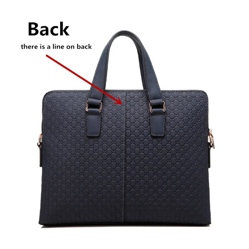 Serviette Homme Cuir Véritable Motif Carreaux Laptop 14" 38x7x30cm – CLEVI Paris