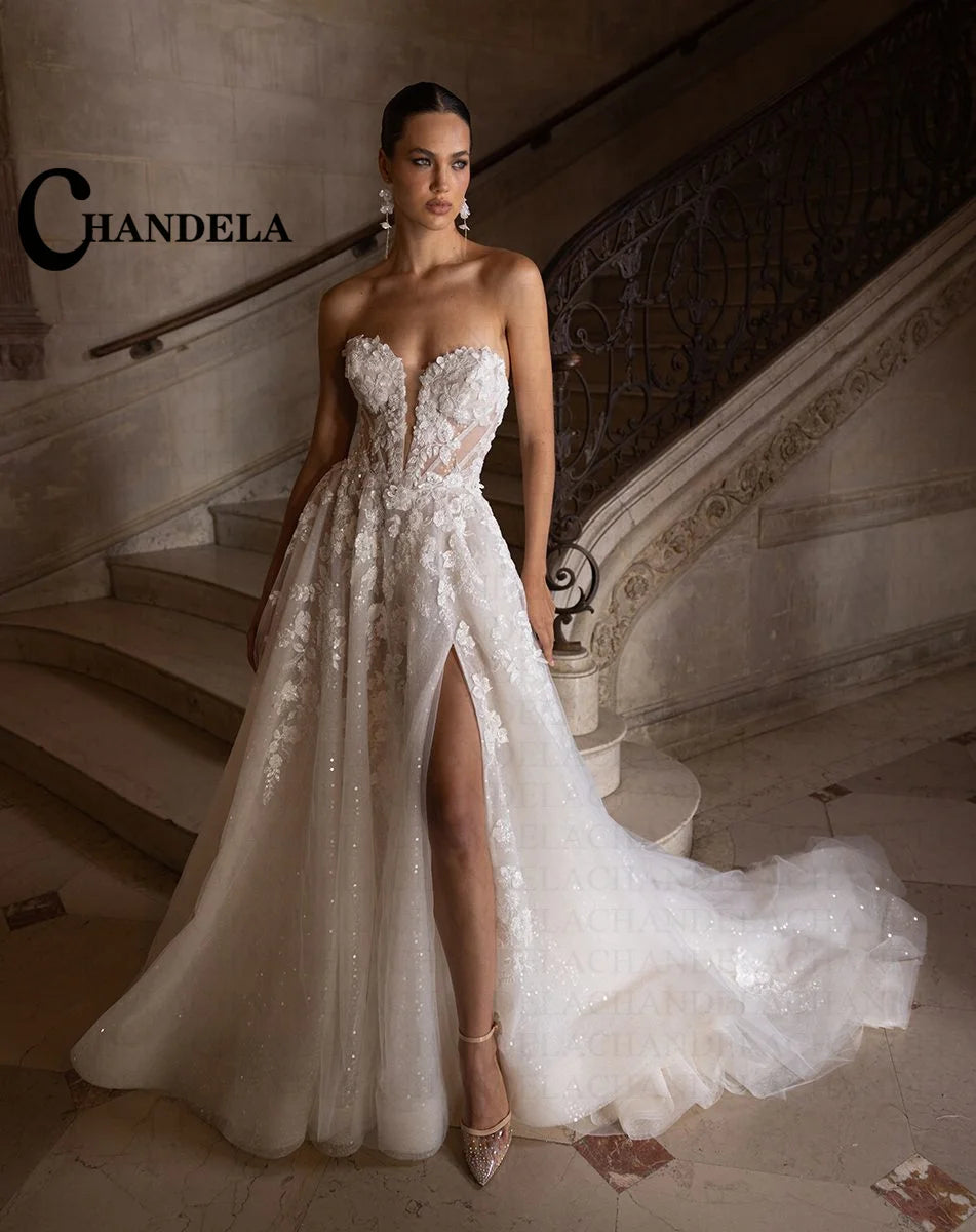 Robe de mariée A-line en tulle – CLEVI Paris