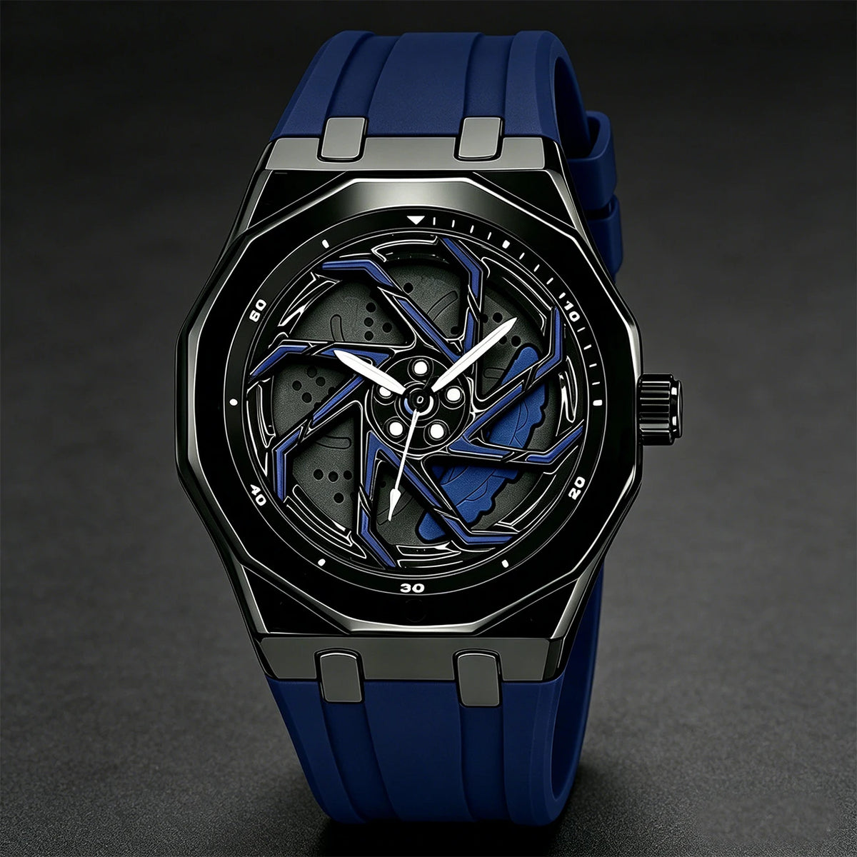 Montre Quartz Cadran Roue SHUAIKE Homme Caoutchouc – CLEVI Paris
