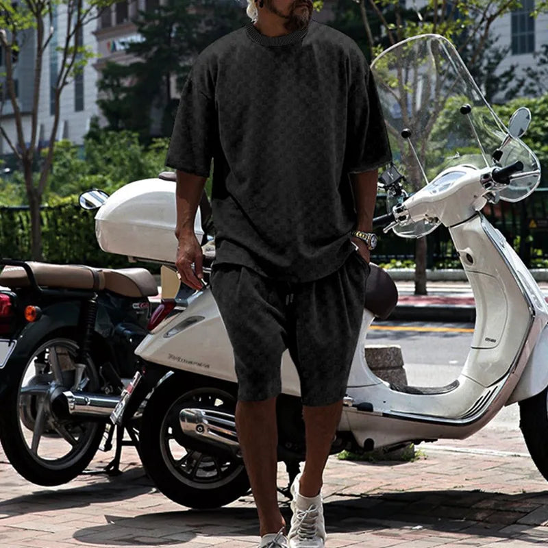Ensemble homme t-shirt ample et short à carreaux – CLEVI Paris