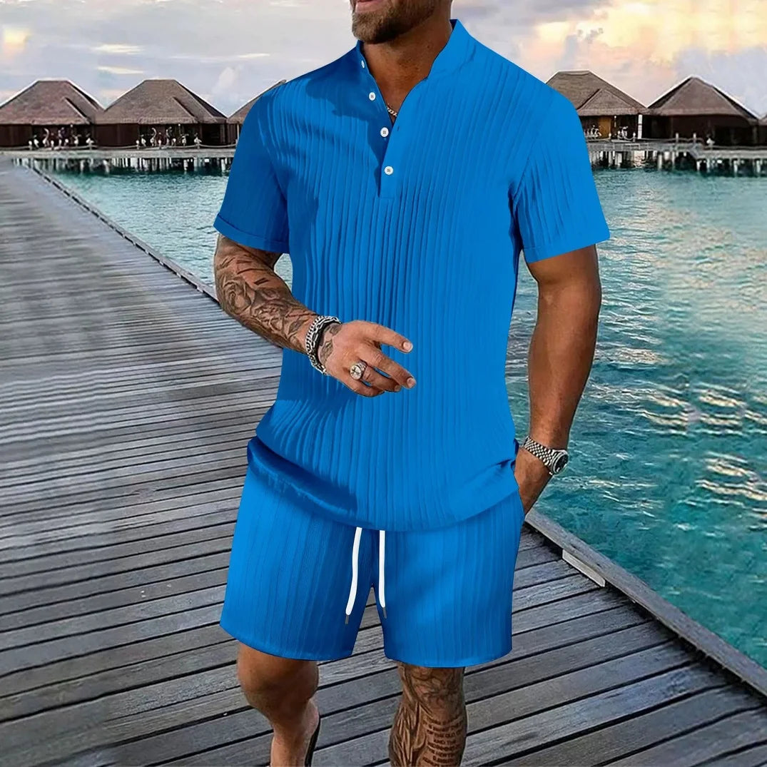 Ensemble homme col V et short uni – CLEVI Paris