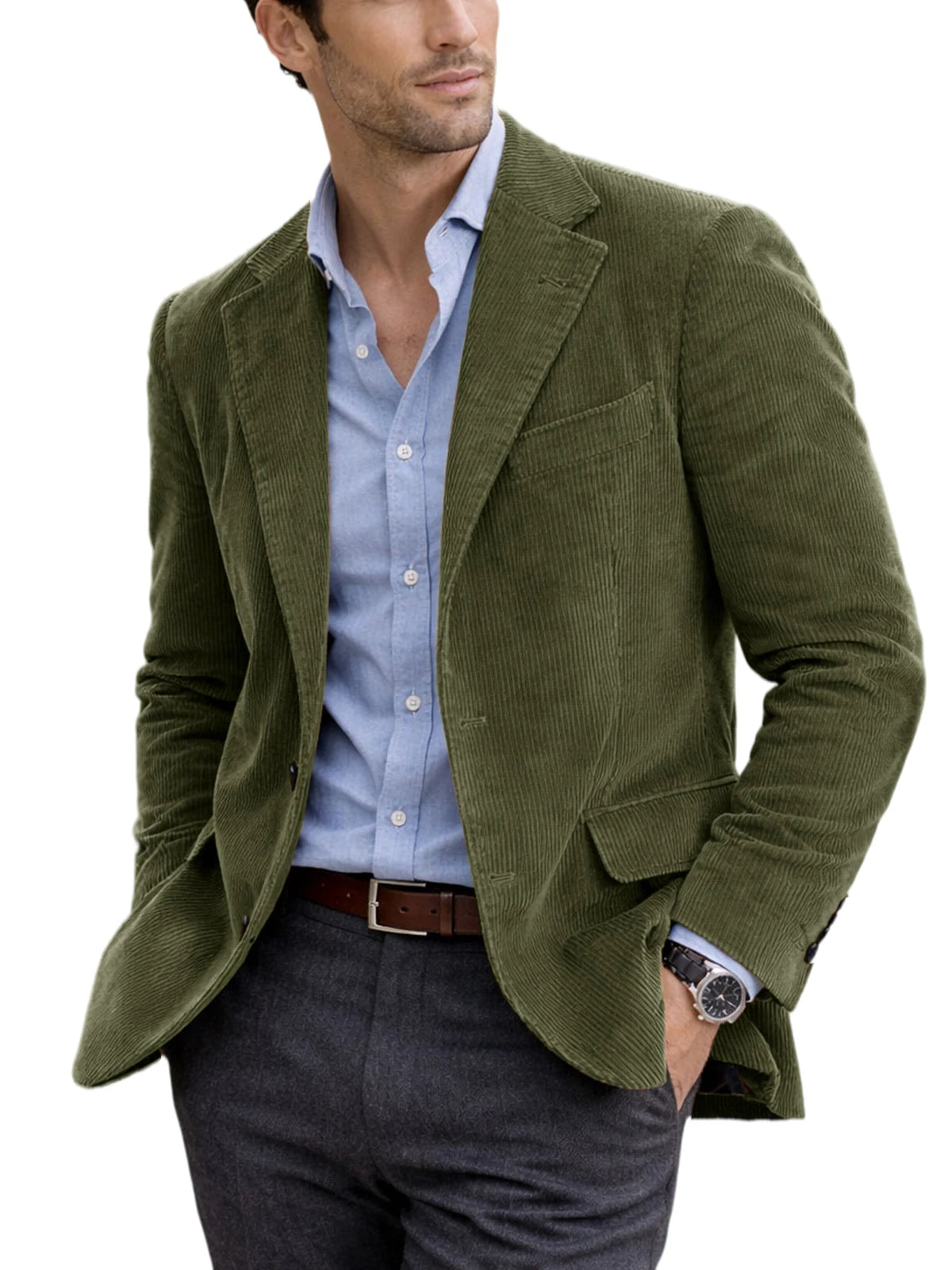 Blazer homme en velours côtelé à 2 boutons – CLEVI Paris