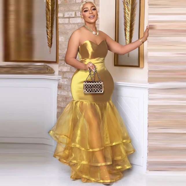 Robe de soirée sirène en satin drapé – CLEVI Paris
