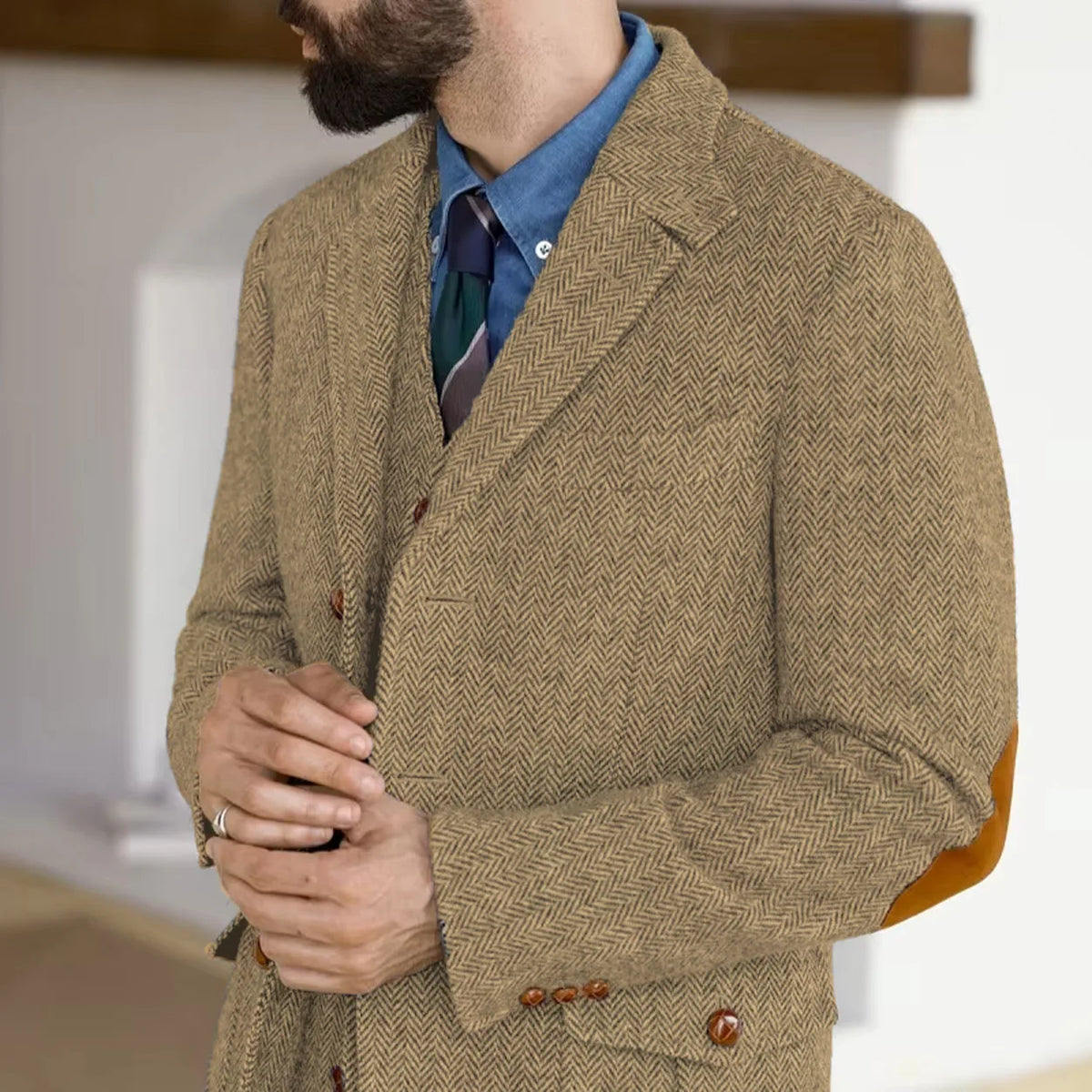 Blazer homme en tweed à chevrons – CLEVI Paris