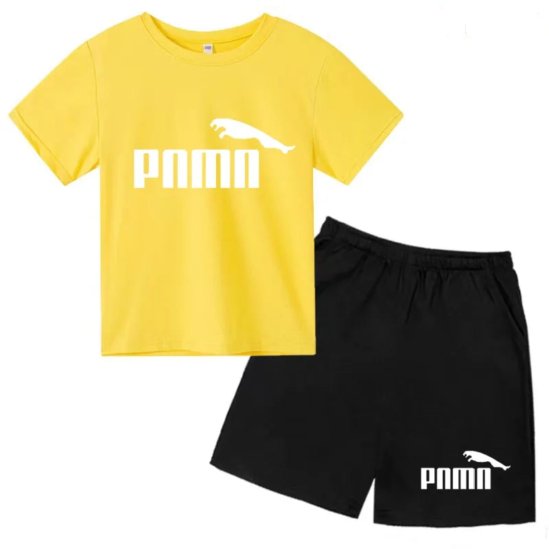 Ensemble enfant T-shirt à lettres et short uni – CLEVI Paris