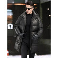 Manteau homme en cuir à capuche amovible – CLEVI Paris