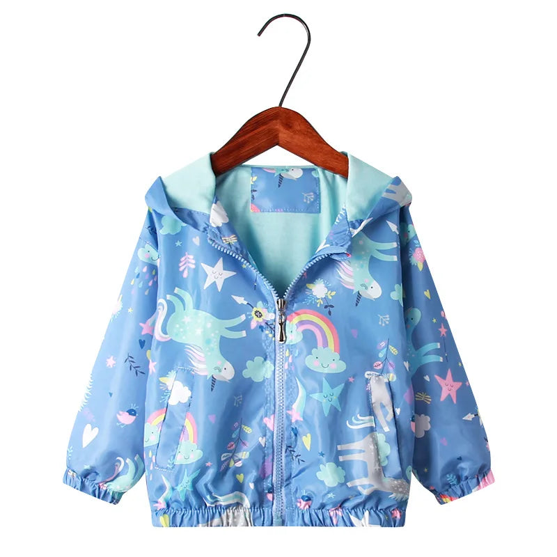 Veste fille à capuche imprimée zippée – CLEVI Paris