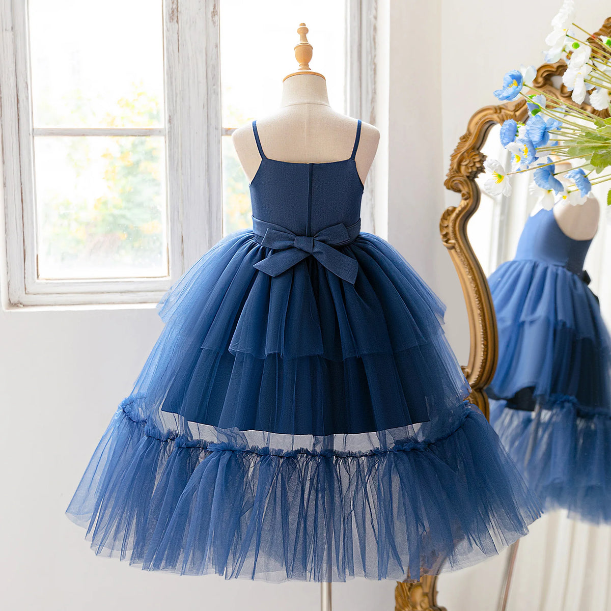 Robe fille bleue en tulle AT6121 – CLEVI Paris