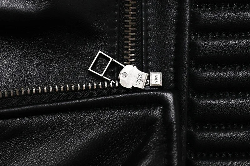 Blouson homme cuir de mouton noir zippé – CLEVI Paris