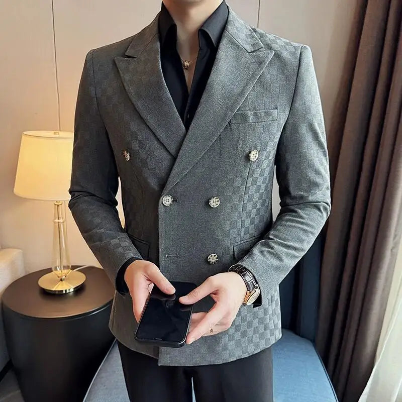 Blazer homme croisé à carreaux – CLEVI Paris