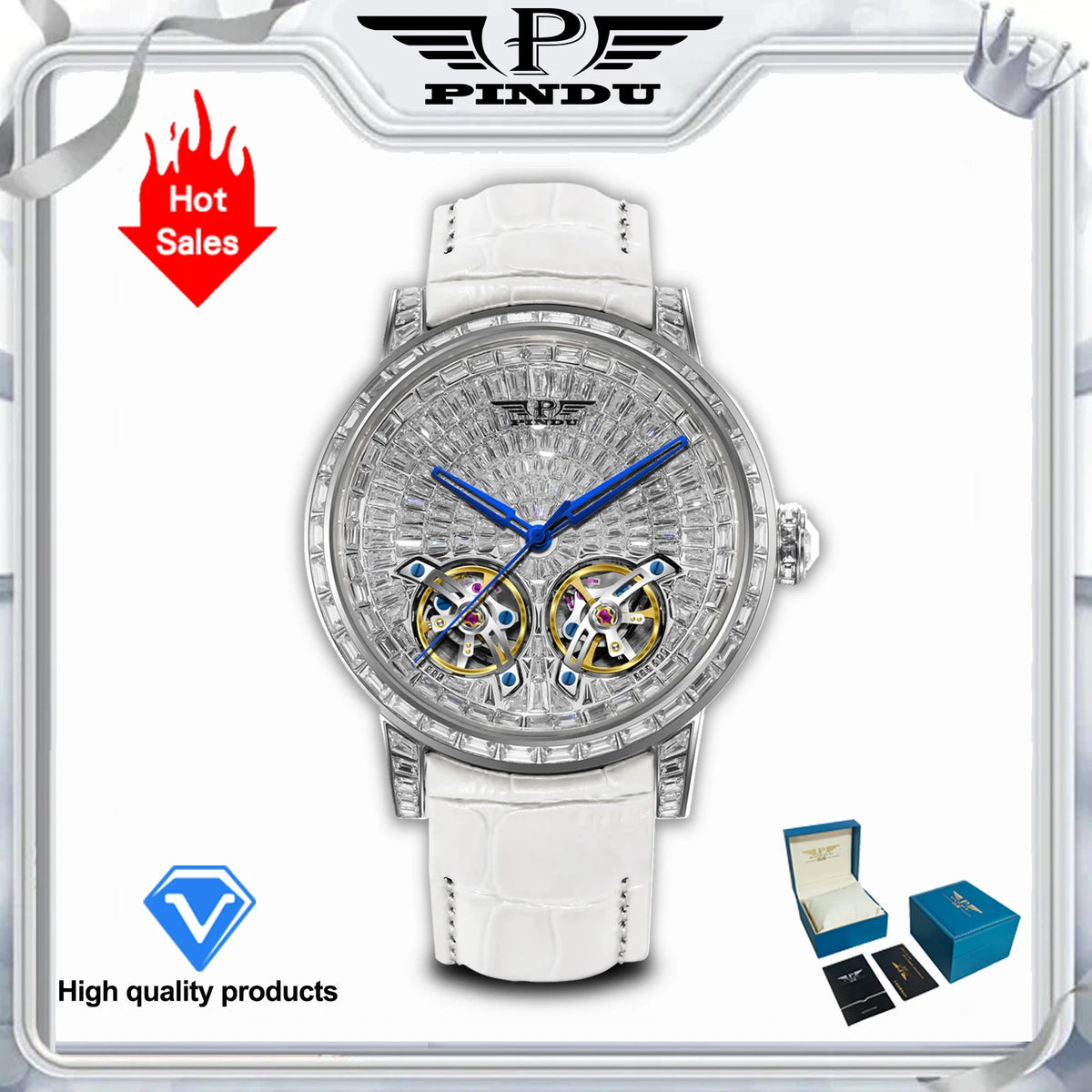Montre Homme Double Tourbillon Serti Diamants Pindu PD6656 – CLEVI Paris