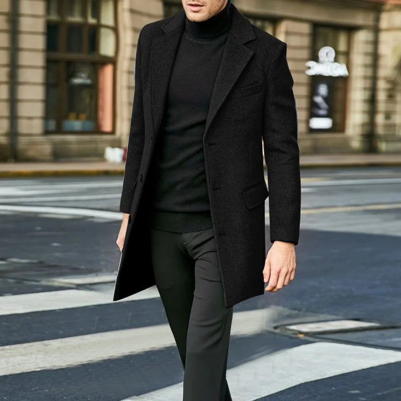 Manteau homme style laine, col rabattu – CLEVI Paris