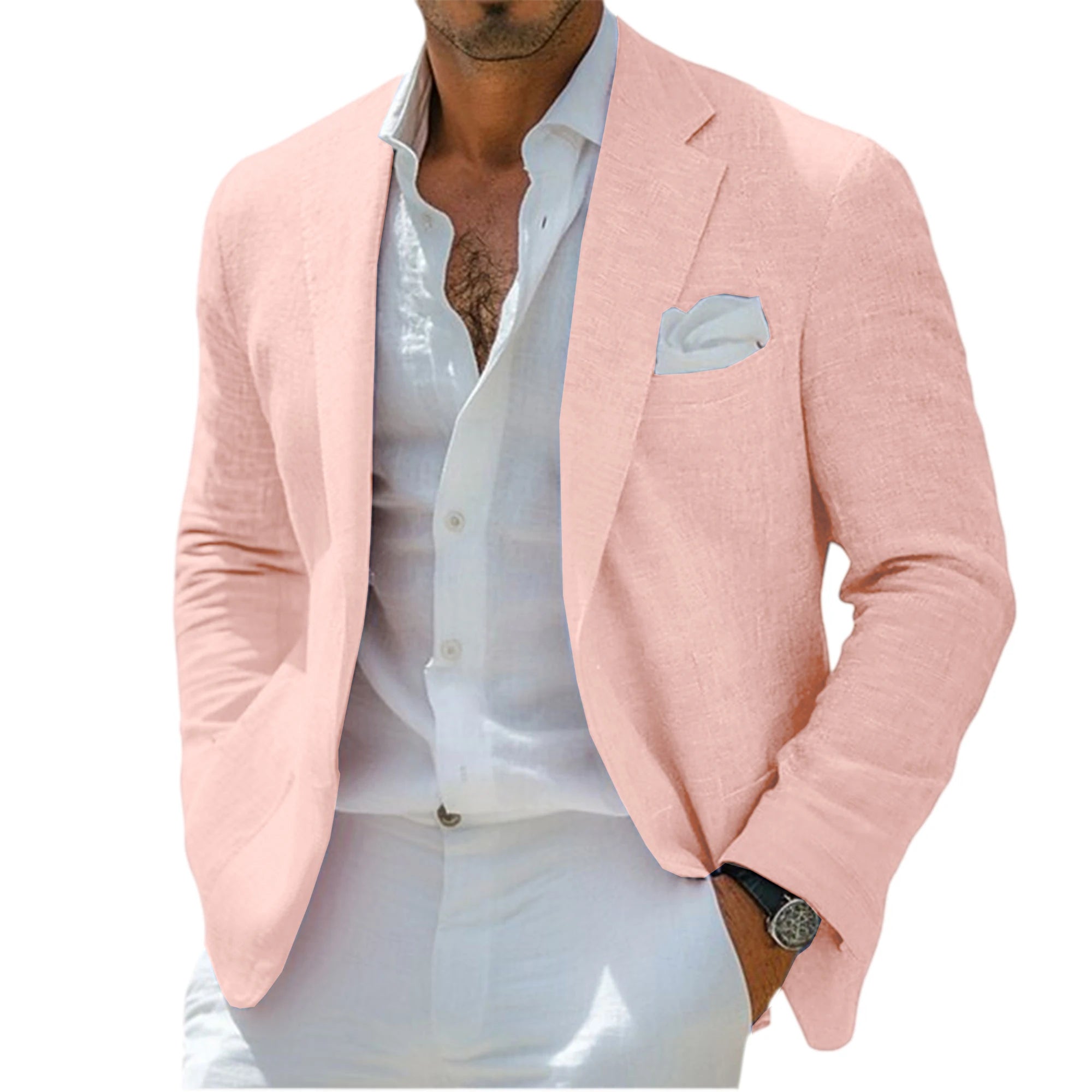 Blazer Homme Lin Slim Fit Léger Respirant Col Cranté Mariage Plage Business – CLEVI Paris