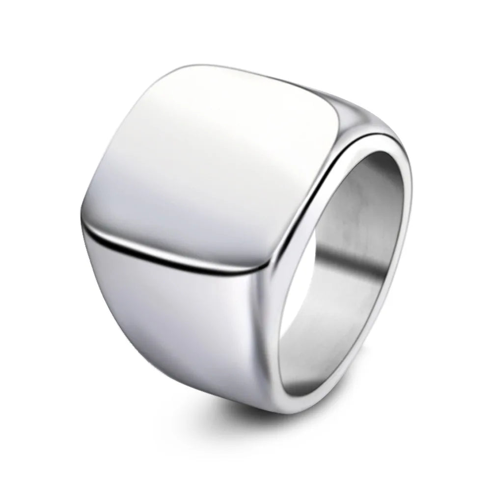 Chevalière carrée à graver en acier 316L – CLEVI Paris