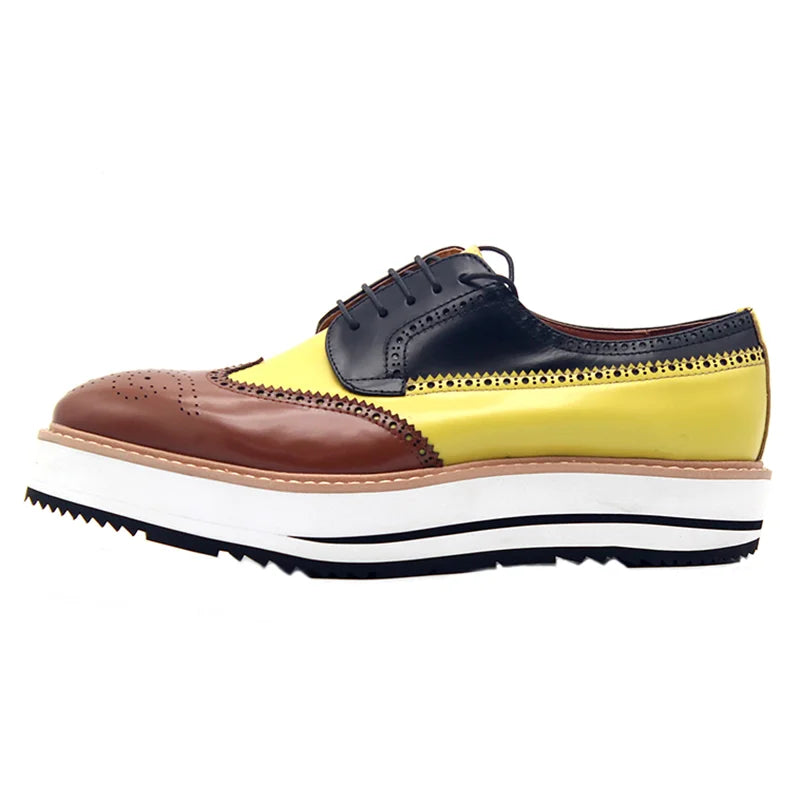 Derby Brogues Cuir Veau Bicolore Fait Main Homme – CLEVI Paris