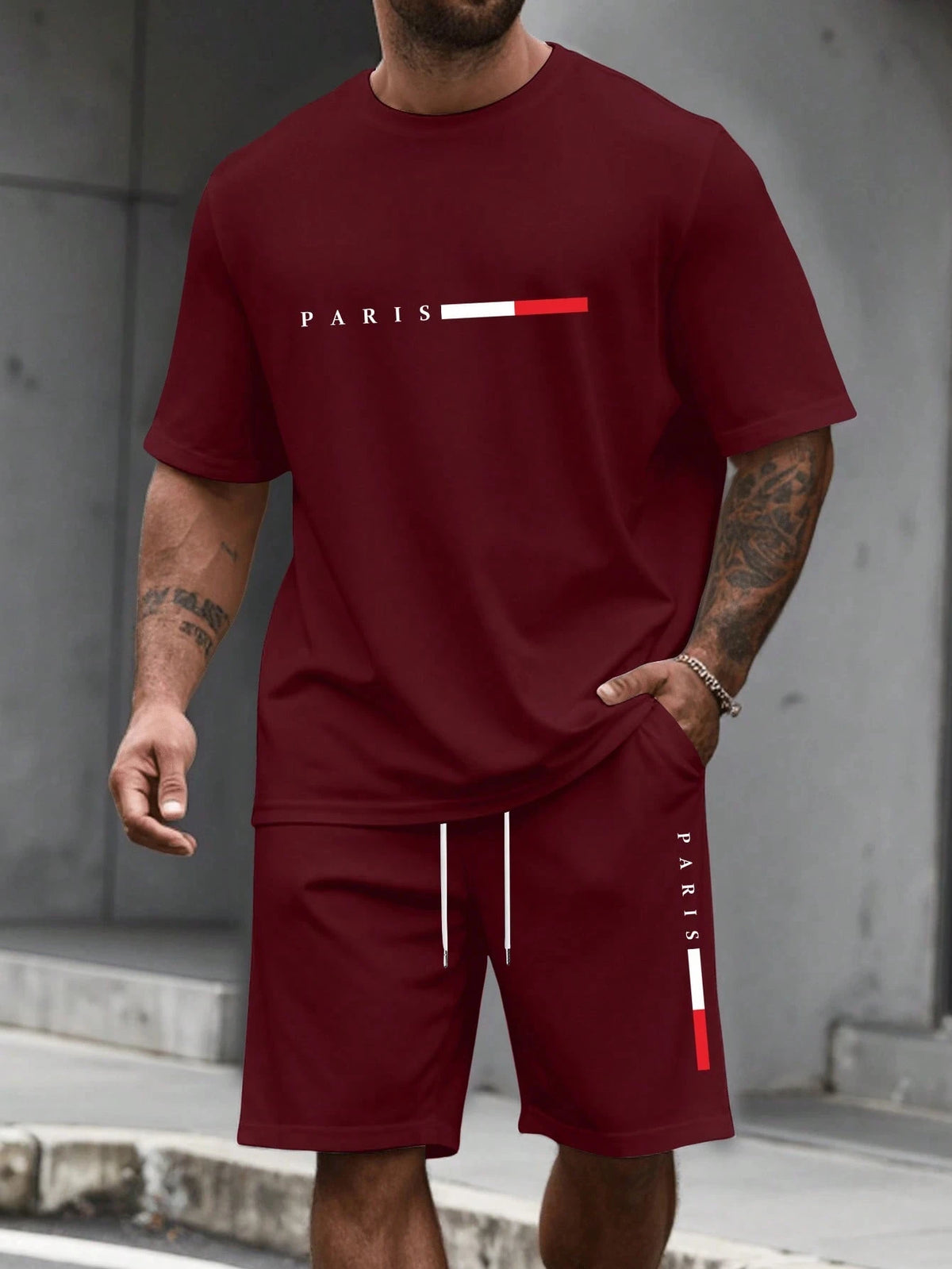 Ensemble Survêtement 2 Pièces Homme T-Shirt Col Rond Manches Courtes + Short Casual Sport – CLEVI Paris