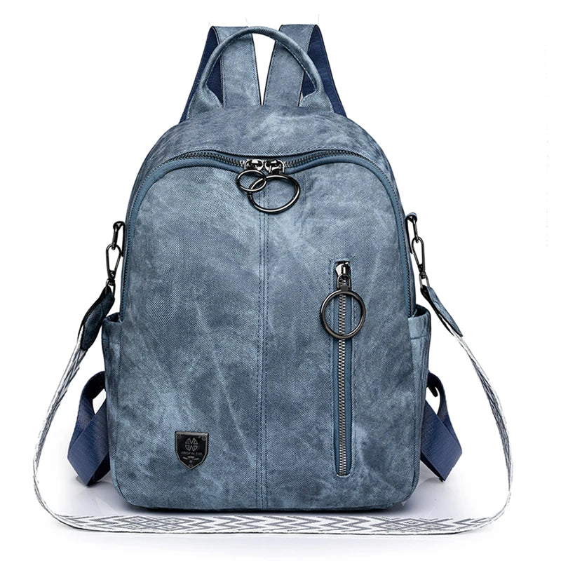 Sac à Dos PU Souple Femme Grande Capacité Retro Voyage École – CLEVI Paris