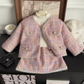 Ensemble fille manteau à carreaux et jupe – CLEVI Paris